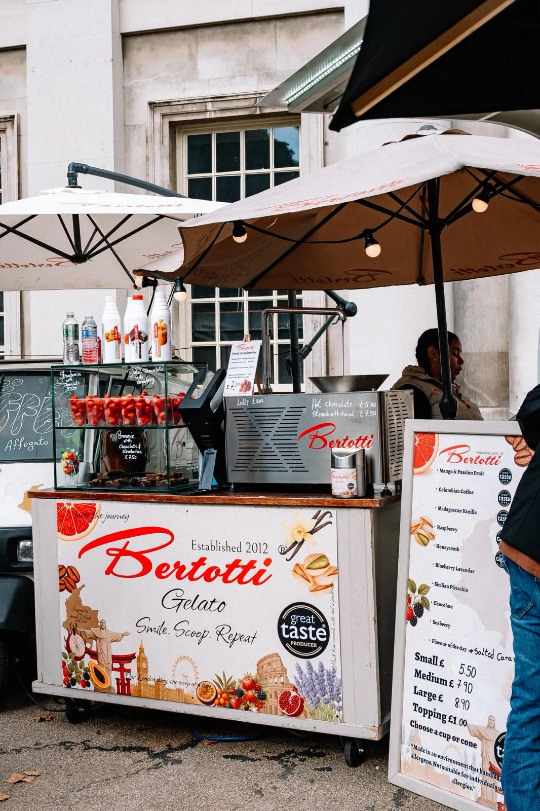 Bertotti gelato cart with fresh strawberries
