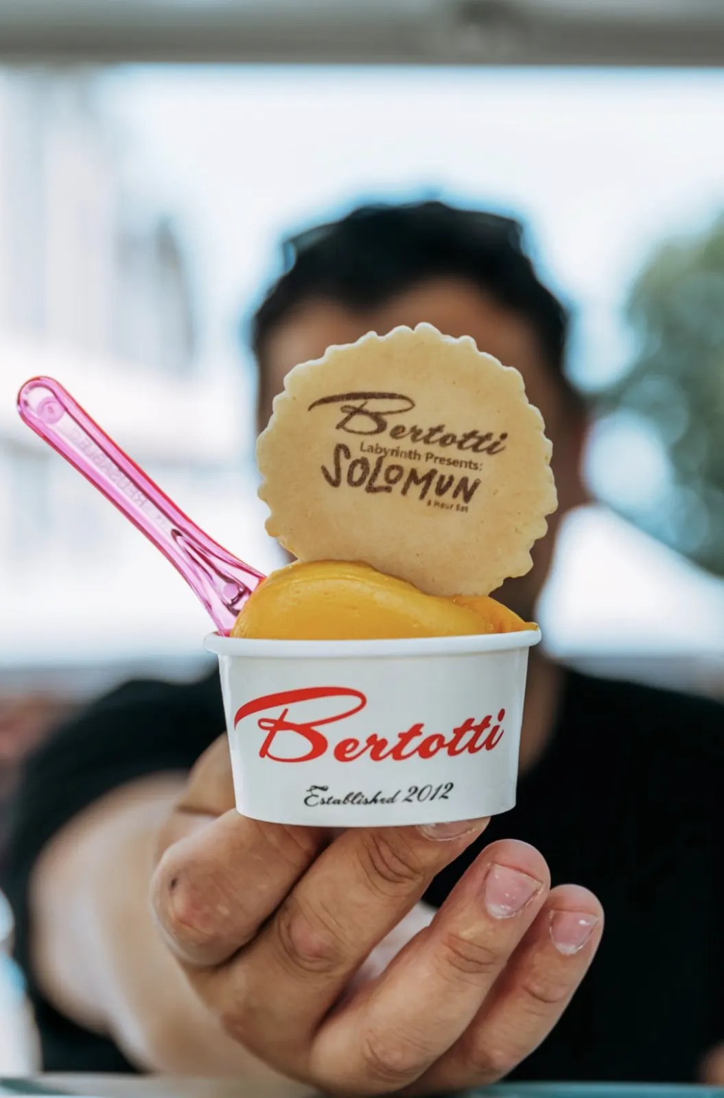 Bertotti branded cup with Solomun custom wafer