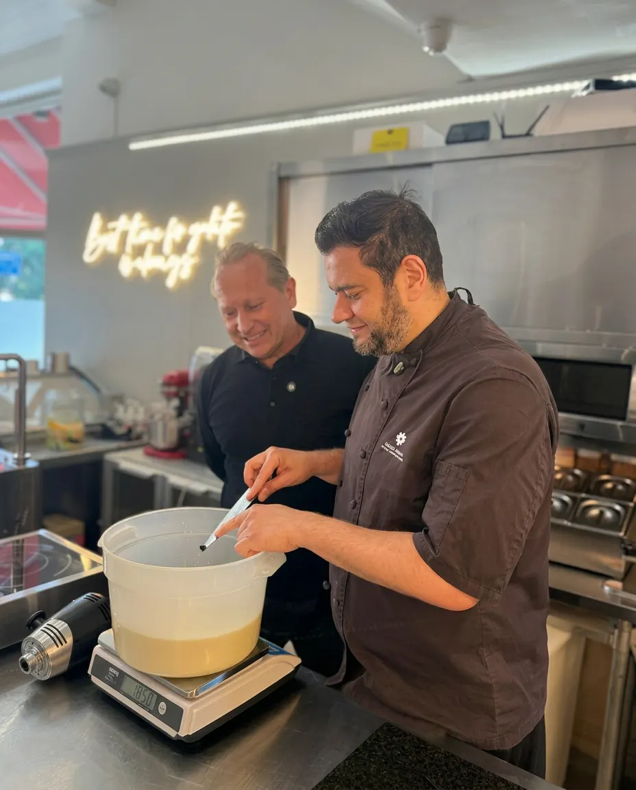 Chotto Matte chefs Jordan and Kurt at the Bertotti lab
