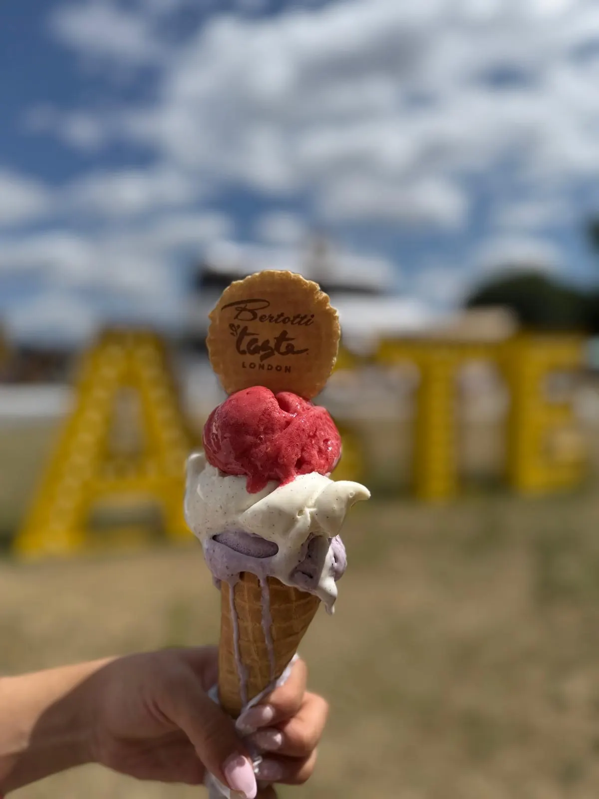Triple-scoop Bertotti gelato cone at Taste of London festival